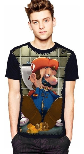 Camiseta Criança 5%off Legal Jogo Super Mario Mushroom