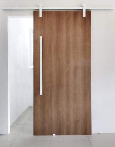 Porta Carvalho 80cm + Kit Correr 1,5m + Puxador 1m Branco