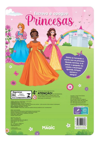 Livro Com Lousa Escreva E Apague Princesas Menina Infantil