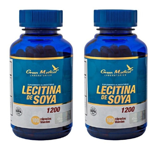 Lecitina De Soya 2 Frasco 200 Cap 1200mg. Elimina Colesterol