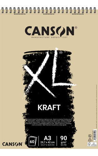 Canson Xl - Bloc De Dibujo De Papel Kraft Corrugado Marrón.