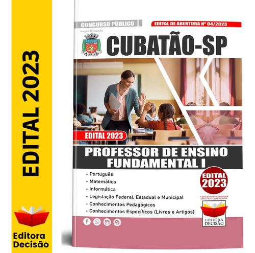 Apostila Cubatão Sp - Professor De Ensino Fundamental I - Editora Decisão - Edital - Atualizada - Concurso