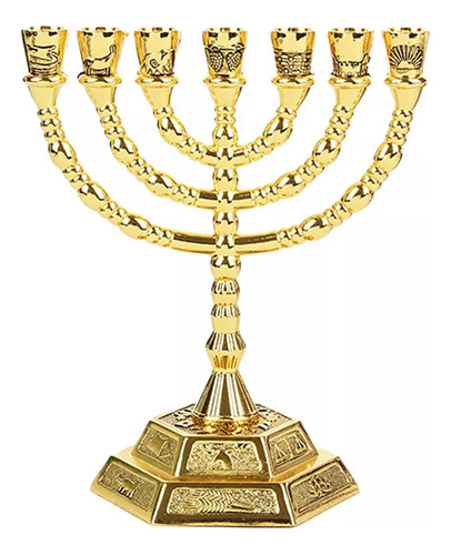 Candelabro De Oro Con Forma De Menorá Judía De 7 Ramas Para
