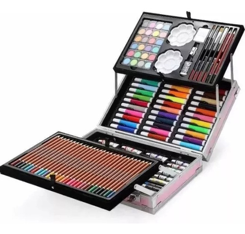 Kit De Arte 145 Pz Para Dibujo /maletín Unicornio En Alumino