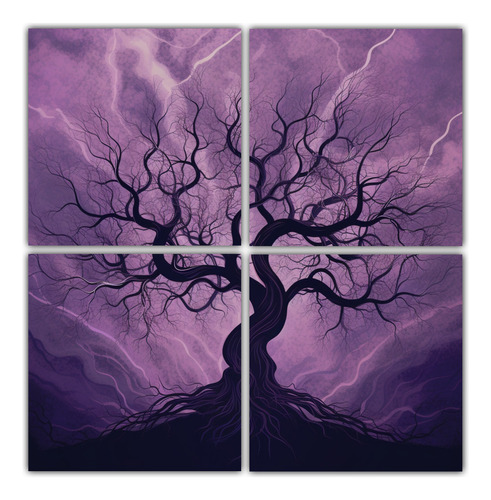 120x120cm Cuadro De Árbol Púrpura Para Dormitorio Flores