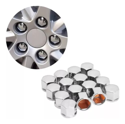 Jogo Com 16 Capas Cromadas 17 Mm Para Cabeça De Parafusos