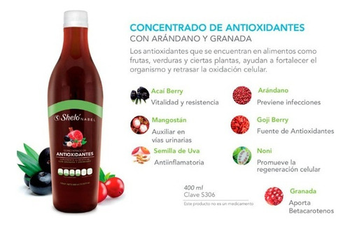Concentrado De Antioxidantes Con Granada Y Arándano De Sheló