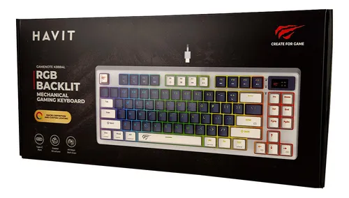 Teclado Mecánico Havit Kb884l Blanco Rgb, Con Pantalla Pro +