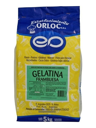 Gelatina Frambuesa Con Azucar X 5 Kg Orloc