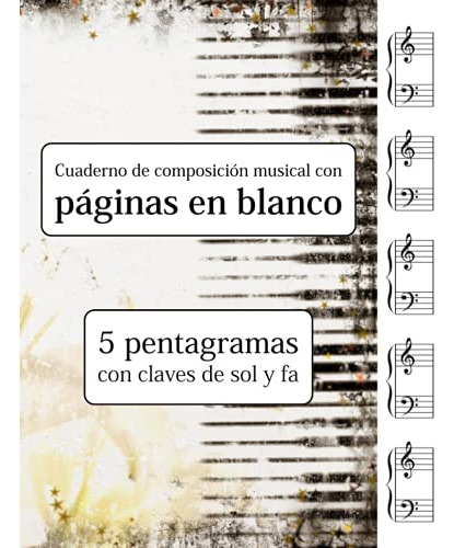 Cuaderno De Composicion Musical Con Paginas En Blanco - 5 Pe