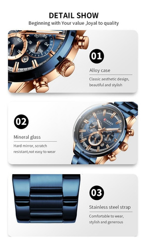 Imagen 5 de 10 de Reloj Hombre, Reloj Curren 8355, Cronografo + Caja De Lujo