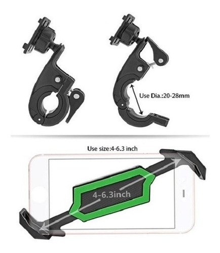 Imagen 7 de 10 de Soporte Manubrio Celular Smartphone Para Moto Cuatri Holder