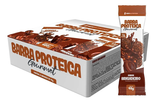 Barra Proteica Gourmet - 12 Unidade De 40g Brigadeiro