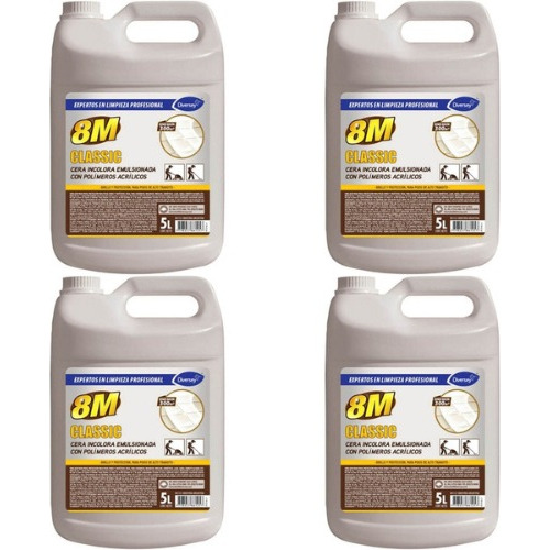 4 Bidones De Cera Autobrillo Incolora 8m Classic X5 Lts 