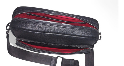 Bandolera, Crossbody, Neceser De Mantarraya Negro Lisa Níquel Negro