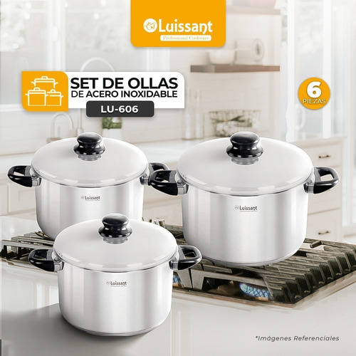 Set De Ollas Acero Inoxidable18/10 Luissant 6piezast/acero