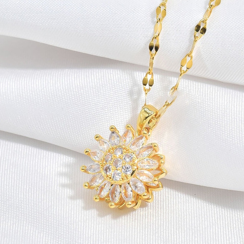 (a) Collar De Girasol Con Colgante De Circonitas Giratorias