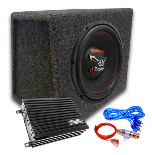 Combo Subwoofer Bicho Papao 12 600w Cajon Potencia Cables