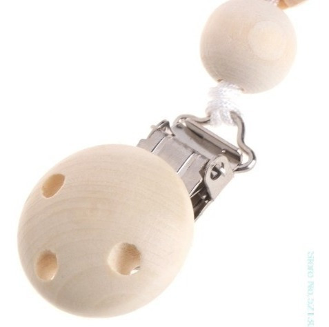Imagen 3 de 4 de Suave Porta Chupete Sensorial Madera Y Silicona Para Bebé