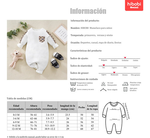 Mameluco Tierno Para Bebé Con Estampado De Cuadros Y Ositos Blanco 9-12 M Rayas