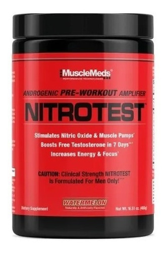 Pre Entreno Musclemeds Nitrotest Oxido Nitrico Sabor Watermelon