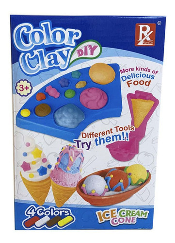 Juego De Masas Color Clay Set De Conos De Helado