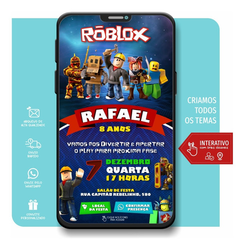 Convite Roblox Aniversário Interativo