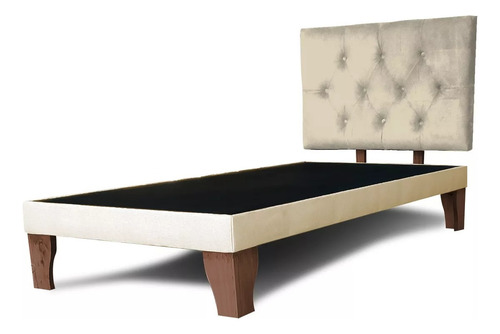 Base De Cama 1,5 Plaza, Respaldo Capitone Clickenmaderado