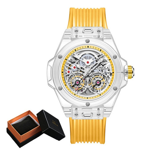 Pulseira de relógios mecânicos de luxo Onola Tourbillon Cor amarelo/branco