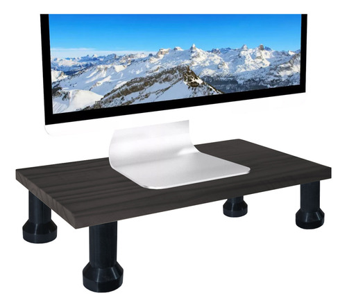 Base Eleva Monitor Escritorio 45x20 Pata Regulable Pc Laptop Color Negro