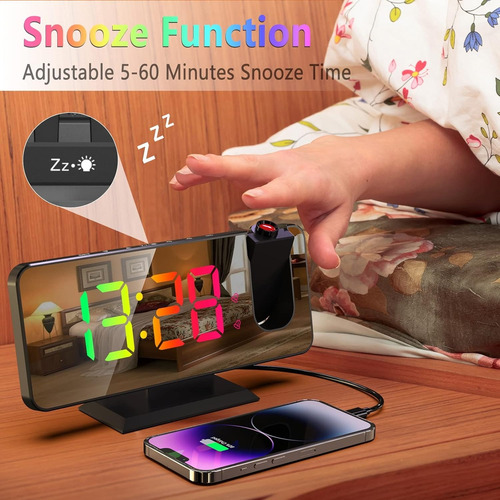 Despertadores Y De Mesa Reloj Digital Led Con Termómetro Negro-rgb