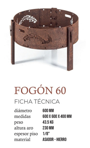 Imagen 2 de 4 de Fogonero Fogon 60 Oxido Fuegosjl Stm Home