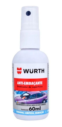 Spray Antiembaçante 60ml Wurth P/ Vidros Viseira Retrovisor