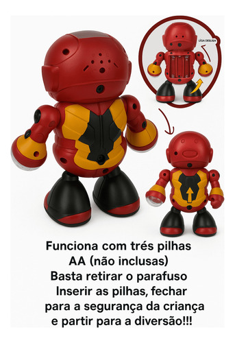 Robô Dançarino Infantil Heroi Com Som E Luzes Homem De Ferro