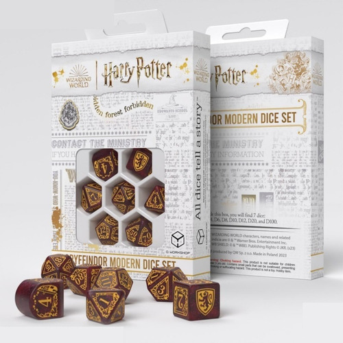Q Workshop Harry Potter Gryffindor Red Dice Set Dados