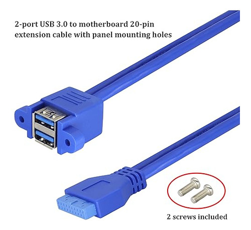 Usb 3.0 20 Pines Hembra A Panel De Doble Puerto Usb 3.0 A He