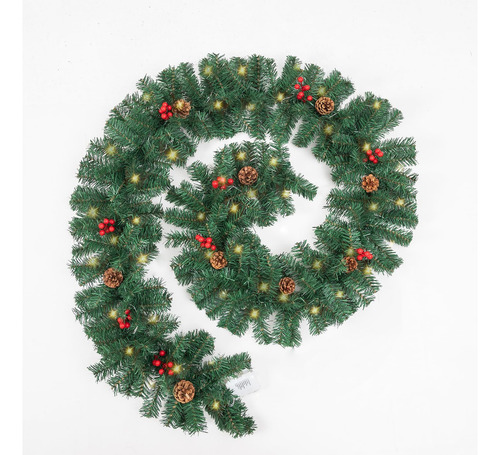 Guirnalda De Navidad Iluminada Preiluminada De 9 Pies, ...
