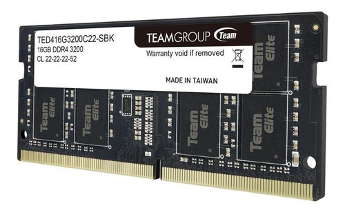 Memoria RAM Elite color negro 16GB 1 Team Group TED416G3200C22-S01