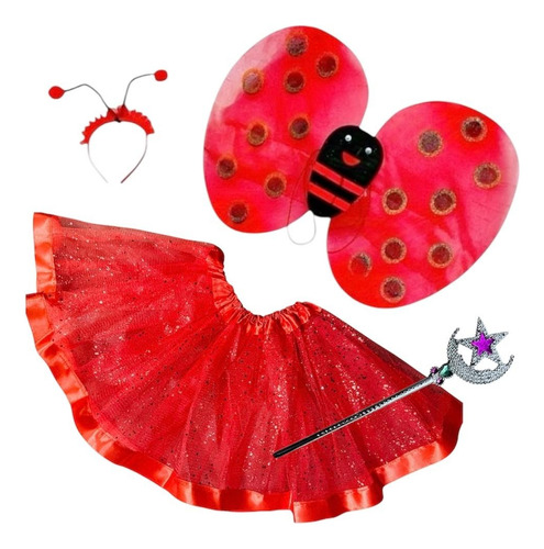 Disfraz Abejita Ala Vincha Tutu Brillo Varita Niña Halloween Amarillo Tela Tutu Amarillo Brillos 1 A 2