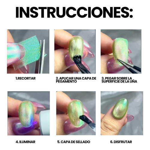 Kit 10 Pegatinas Uñas Foil Transfer Láminas Variedad Diseños Marmoleado