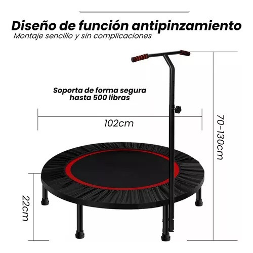 Trampolín Fitness Brincolín Genérica TRHE-01 102 cm Ejercicio Aeróbico Jumping +barr