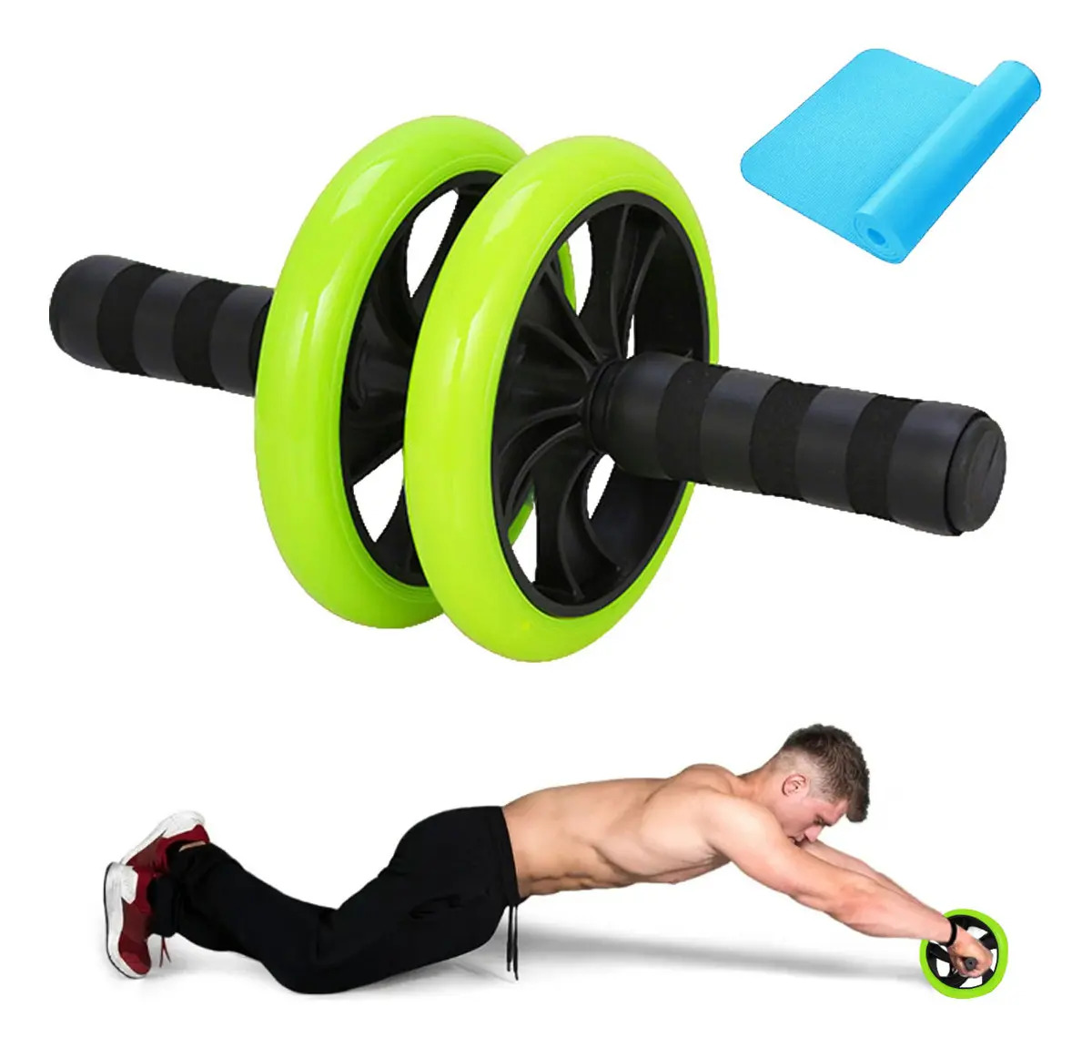 Rueda Abdominal AdooAdii con 2 Ruedas, Antideslizante y Almohadilla para Rodillas