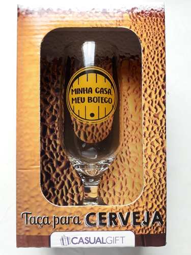 Taça Para Cerveja 300 Ml - Tema - Minha Casa Meu Boteco Cor Branco