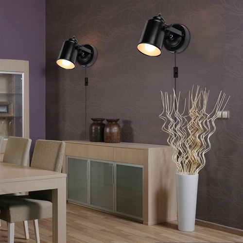 Lámpara De Pared Con Dos Cables Enchufables, Ajustable Con I