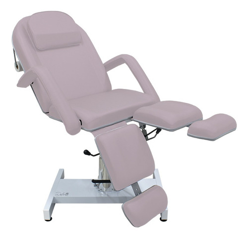 Cadeira Poltrona Cristalizada Hidráulica Podologia Cor Rosé/Branco