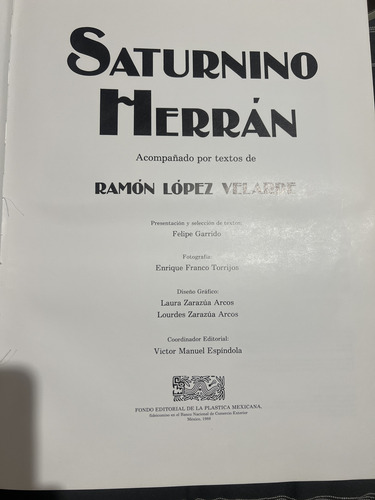 Saturnino Herrán (textos De Ramón López Velarde) (Usado)