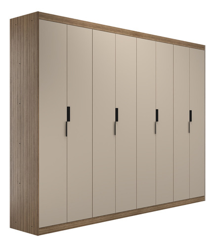 Guarda-roupa Casal 8 Portas E 4 Gavetas Roupeiro Off White E Madeirado, Calçados E Acessórios Espaço Amplo E Estilo Moderno