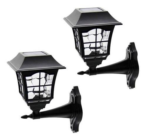 Combo X2 Faroles Negro Pared Luz Solar Led Para Exteriores