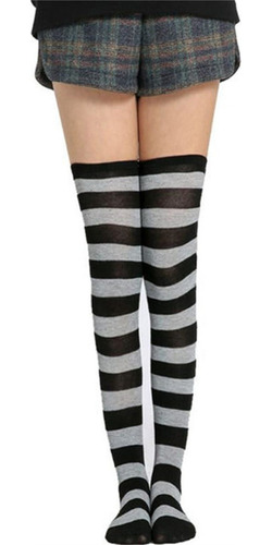 Calcetines A Rayas For Mujer, Hasta El Muslo, Medias Largas