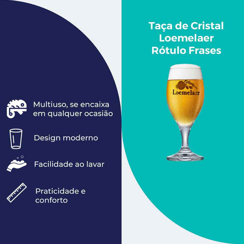 Taça de Cristal para Cerveja Rótulo Frases Loemelaer 260ml, Ruvolo